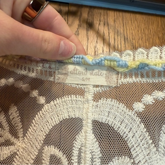 Altar'd State Ivory Mesh Embroidered Duster Lightweight Kimono Festival Boho - Picture 6 of 13